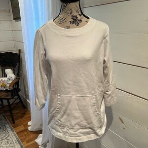 Eileen Fisher 100% organic cotton Women's White Top with Pocket, size small, GUC
